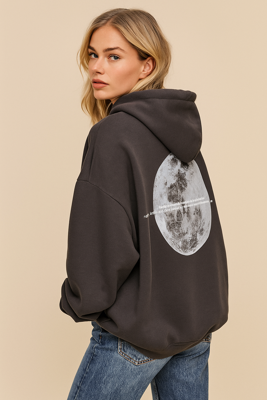 Dames Hoodie Space Print Casual Streetwear → Dames Hoodie Space Print Casual Straatmode