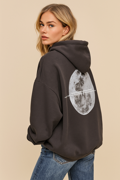 Dames Hoodie Space Print Casual Streetwear → Dames Hoodie Space Print Casual Straatmode