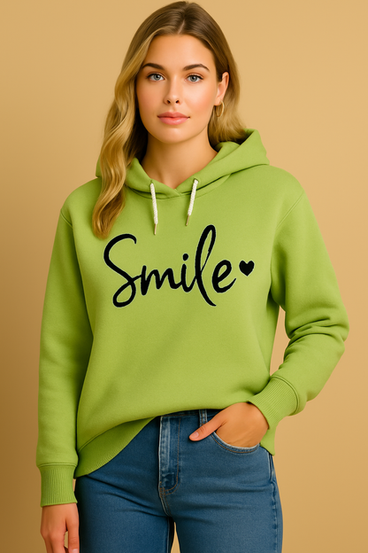 Dames Hoodie Vrolijke Smile Print Zacht Katoen