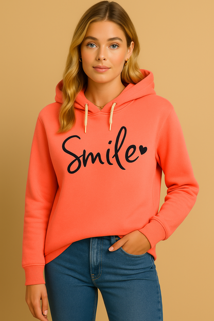Dames Hoodie Vrolijke Smile Print Zacht Katoen