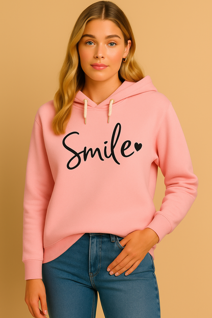 Dames Hoodie Vrolijke Smile Print Zacht Katoen