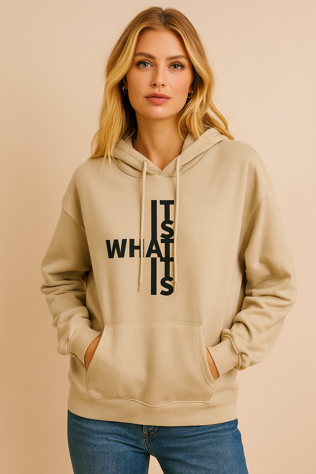 Dames Hoodie Met Leuke Tekst Print Zacht en Warm