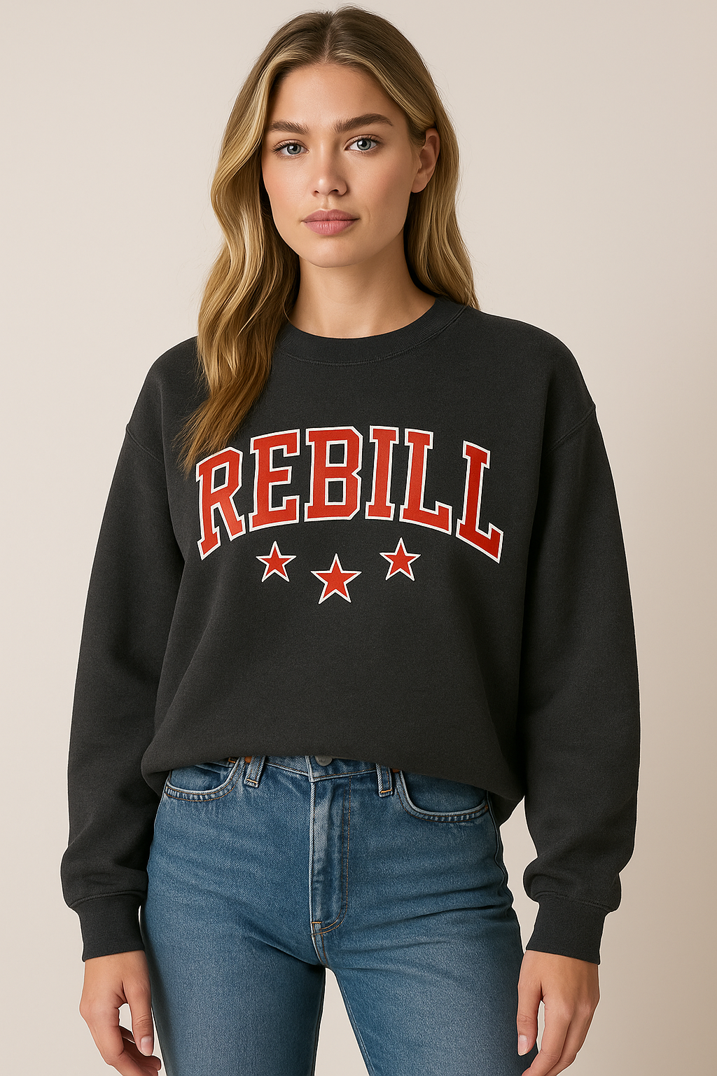 Dames Trui Crewneck met Tekstprint Sarina Sportief