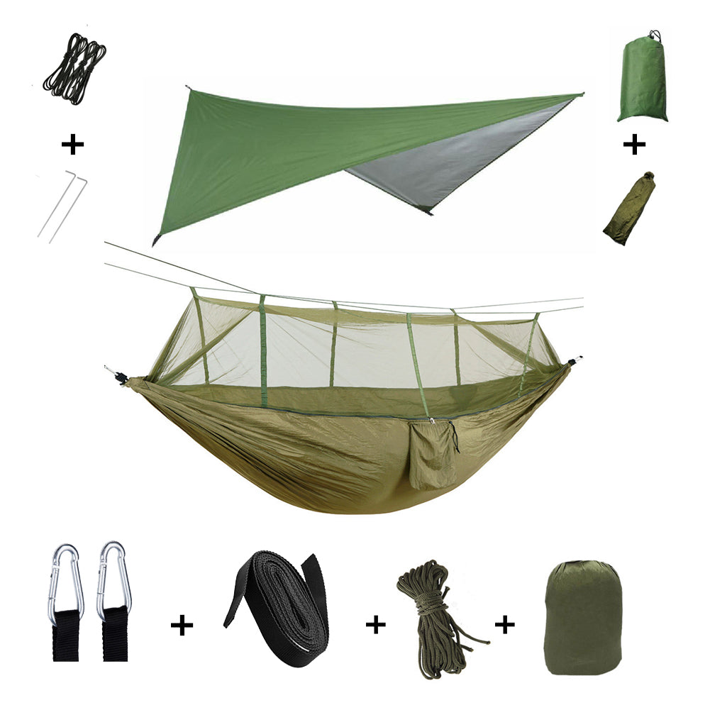 Camping Hangmat voor 2 Personen met Regenscherm en Muskietennet