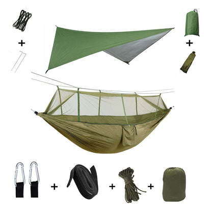 Camping Hangmat voor 2 Personen met Regenscherm en Muskietennet