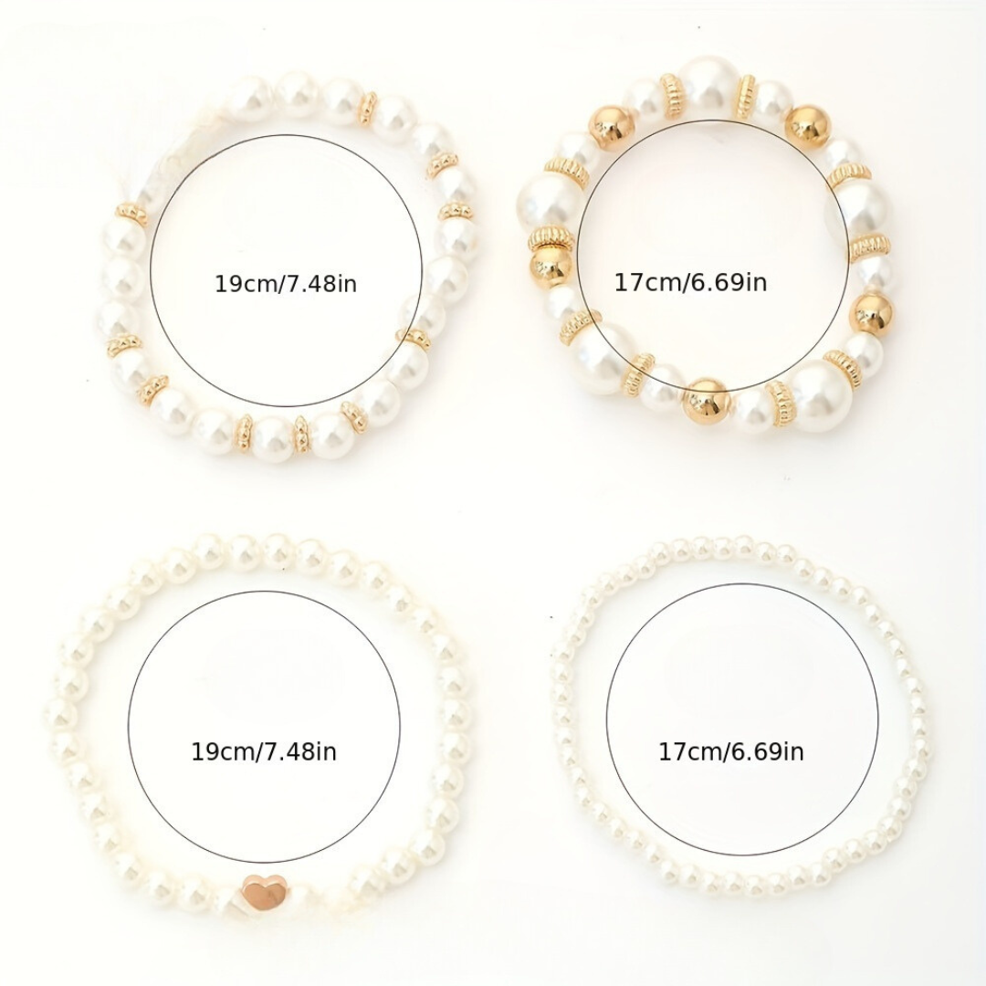 Kunstparel Set 4 Delig met Halsband en Oorbellen