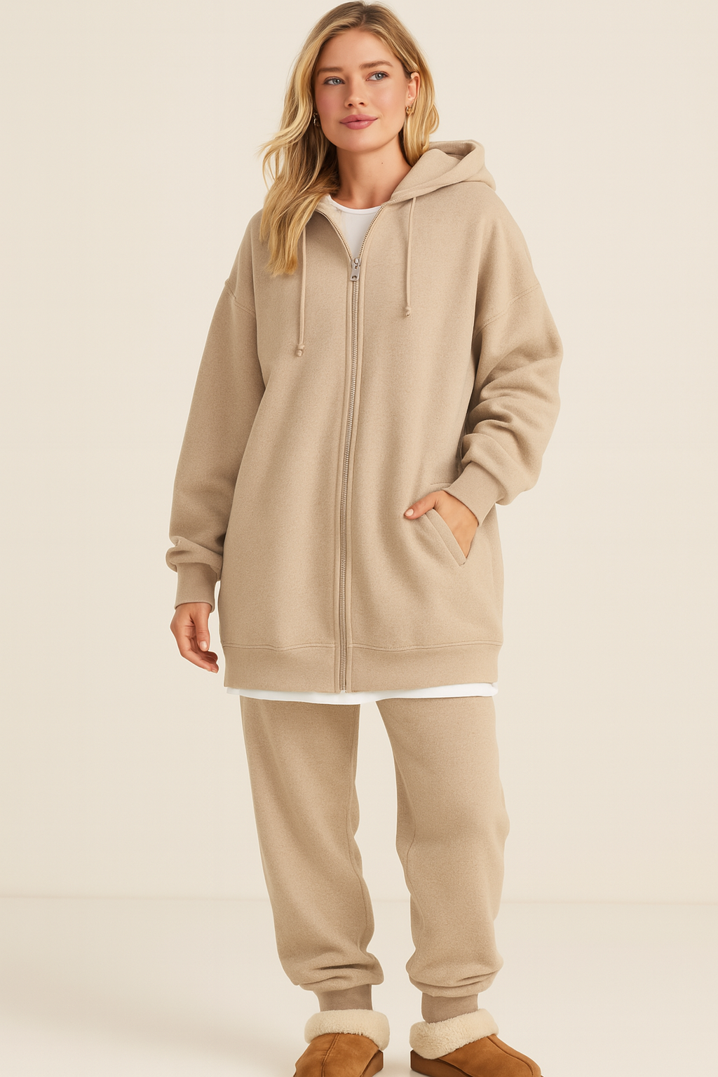 Dames Hoodie Oversized Warm en Zachte Rits Trui