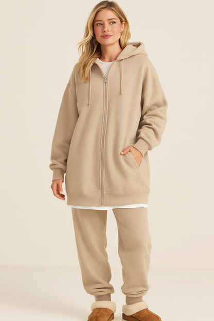 Dames Hoodie Oversized Warm en Zachte Rits Trui