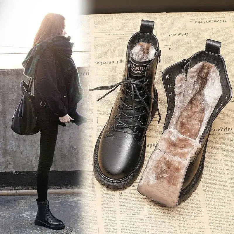 Leren Veterschoenen Zwart met Gevoerde Binnenkant