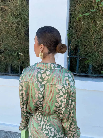 Dames Midi Jurk Elegant Gedrukt met Getailleerde Pasvorm