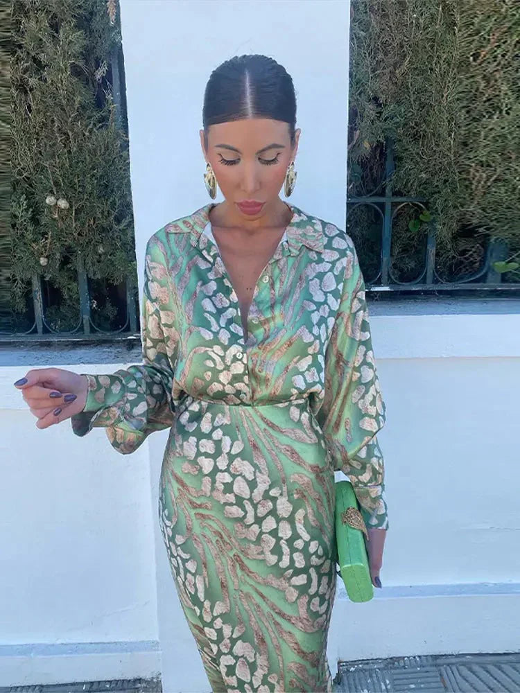 Dames Midi Jurk Elegant Gedrukt met Getailleerde Pasvorm - StudioMarella