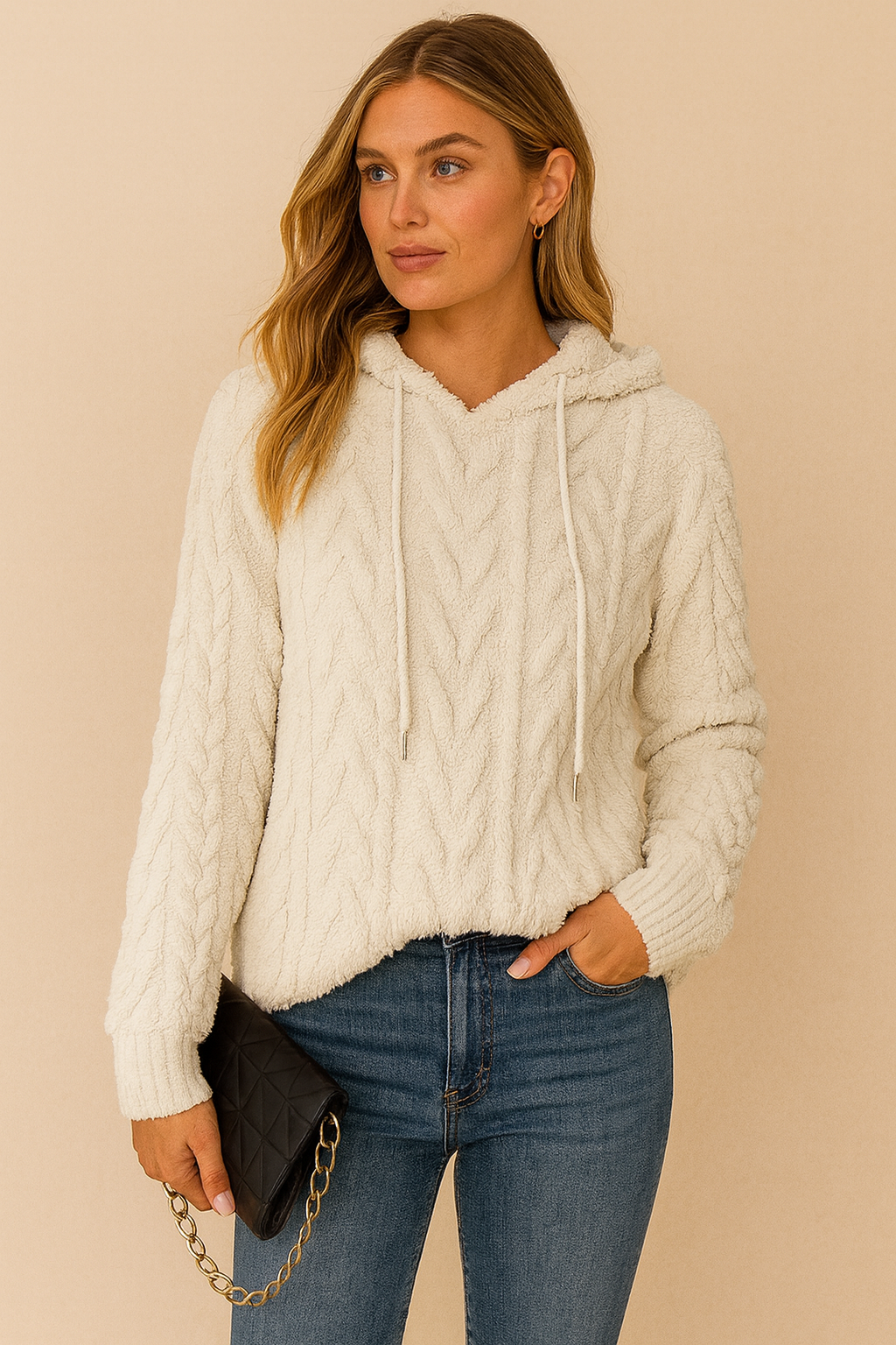 Dames Hoodie Gebreid Met Structuur Trendy Look