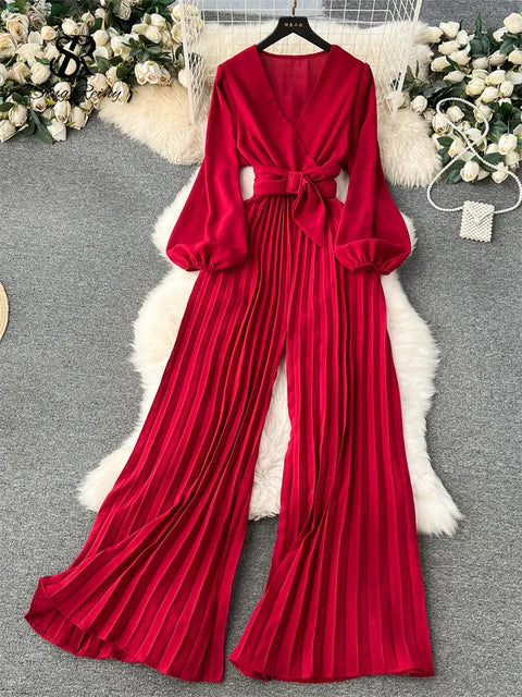 V-hals Jumpsuit Luxe Zwart voor Vrouw
