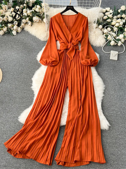 V-hals Jumpsuit Luxe Zwart voor Vrouw