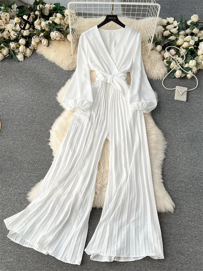 V-hals Jumpsuit Luxe Zwart voor Vrouw