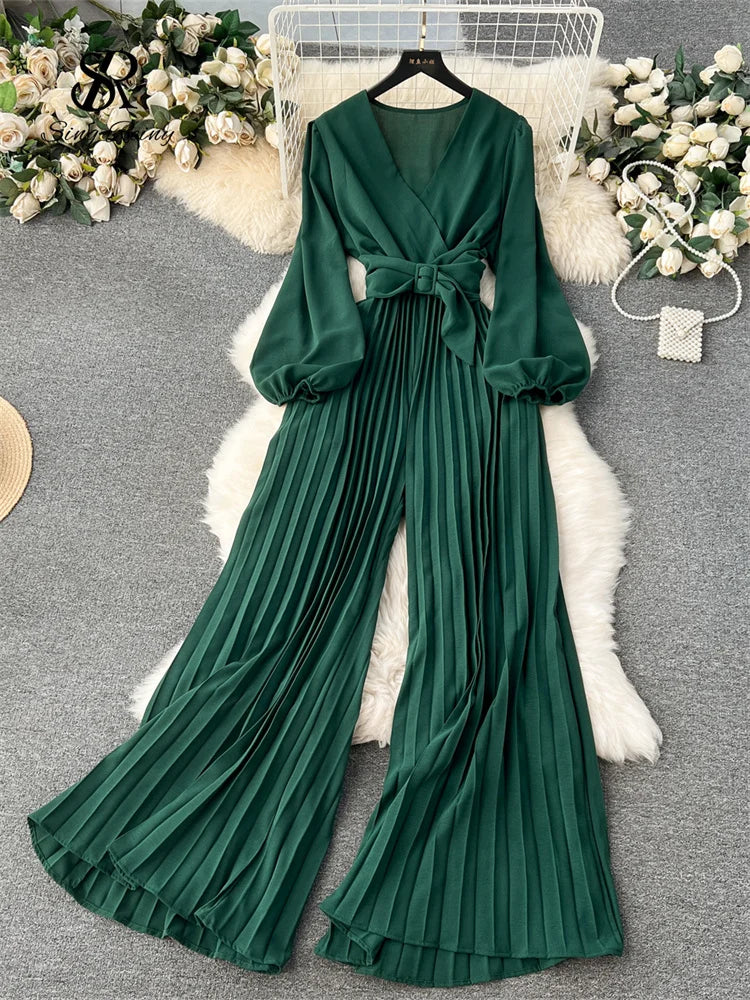 V-hals Jumpsuit Luxe Zwart voor Vrouw