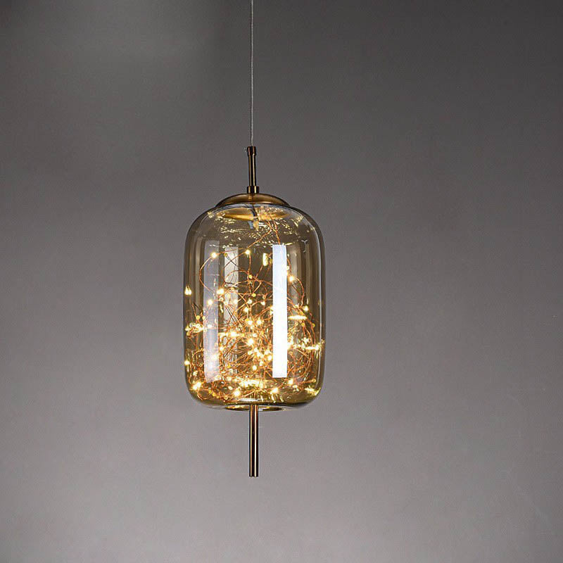 Glazen LED Hanglamp met Warm Scandinavisch Design – Amber of Grijs 24W