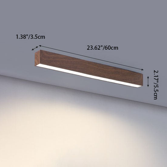 LED Plafondlamp Hout Langwerpig Aluminium Woonkamer Slaapkamer 60cm 100cm 120cm Ingebouwde LED Lijnlamp Houten Plafonnière Japandi