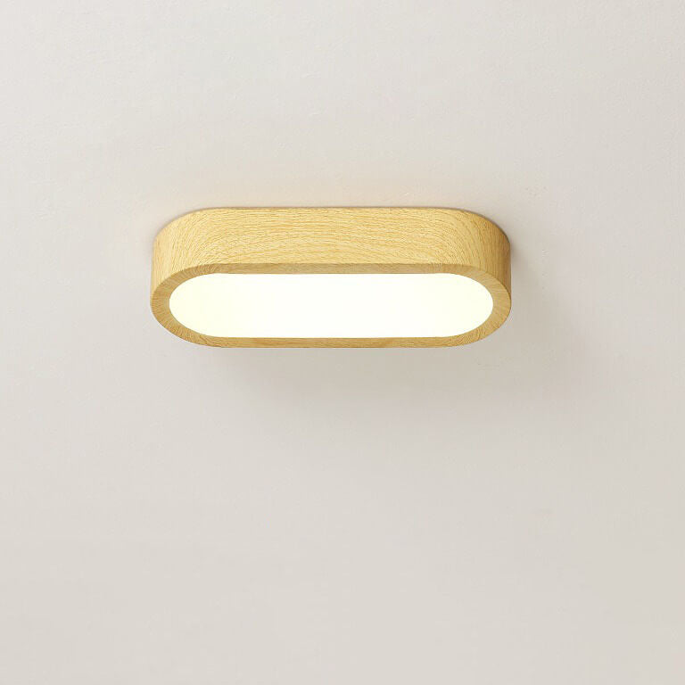 Plafondlamp Hout met Ingebouwde LED 8W – Moderne Flush Mount Verlichting in Natuurlijke Houtnerf Finish