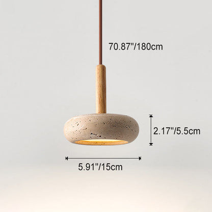 Zen Hanglamp met Natuursteen Kap en Houten Accent – Scandinavisch Design met Geïntegreerde LED