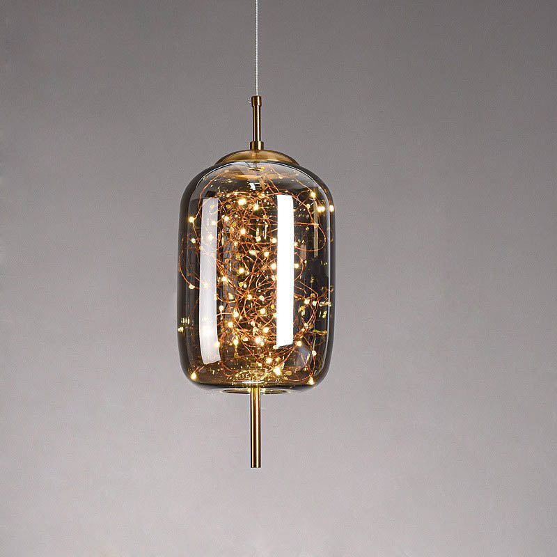 Glazen LED Hanglamp met Warm Scandinavisch Design – Amber of Grijs 24W