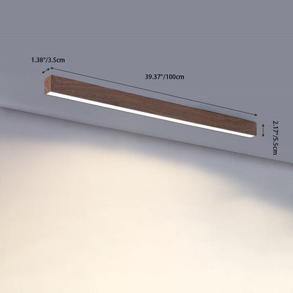 Gang Plafondlamp Hout Langwerpig 60cm 100cm 120cm Ingebouwde LED Lijnlamp Aluminium Hal