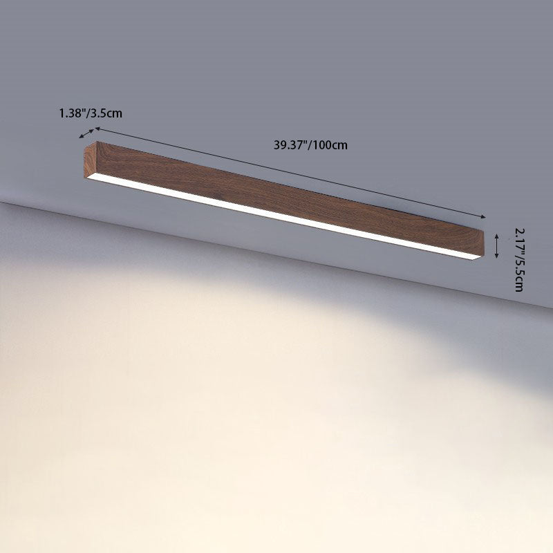 LED Plafondlamp Hout Langwerpig Aluminium Woonkamer Slaapkamer 60cm 100cm 120cm Ingebouwde LED Lijnlamp Houten Plafonnière Japandi