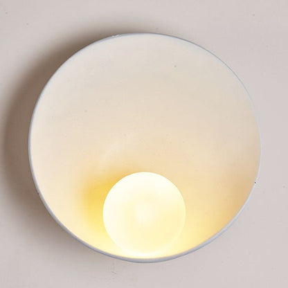 Wandlamp Resin Glas Rond 23x23cm Wit Houtkleur G4 Slaapkamer Woonkamer Sfeerverlichting