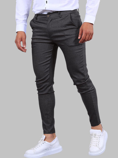 Donkerblauwe Chino Broek Mannen Slim Fit Modieus