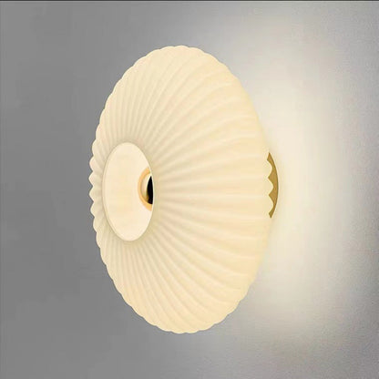 Wandlamp Geribbeld Glas Cognac Goud Messing Woonkamer Slaapkamer Hal Plafondlamp Schelp Retro Art Deco Wandverlichting
