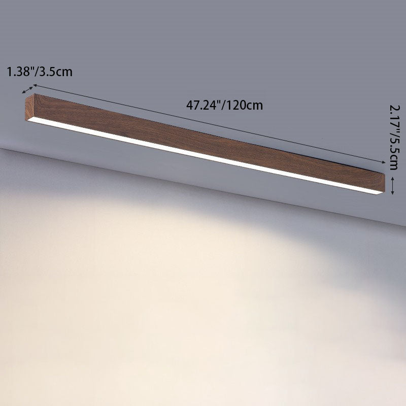 Gang Plafondlamp Hout Langwerpig 60cm 100cm 120cm Ingebouwde LED Lijnlamp Aluminium Hal