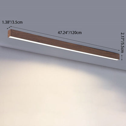 Gang Plafondlamp Hout Langwerpig 60cm 100cm 120cm Ingebouwde LED Lijnlamp Aluminium Hal