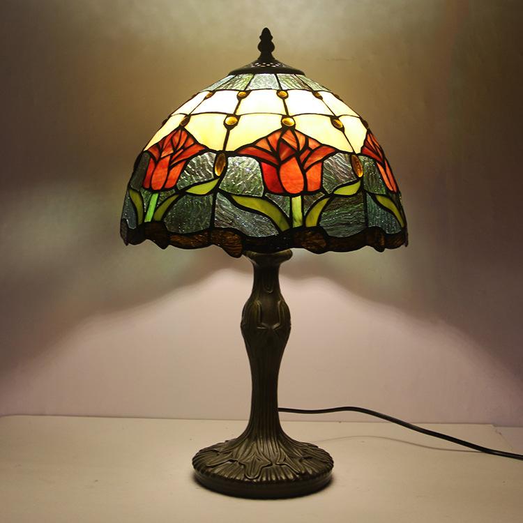Tiffany Tafellamp Buntglas Klassiek 45cm E26 Glas Metaal Woonkamer