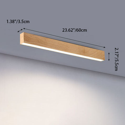 Gang Plafondlamp Hout Langwerpig 60cm 100cm 120cm Ingebouwde LED Lijnlamp Aluminium Hal