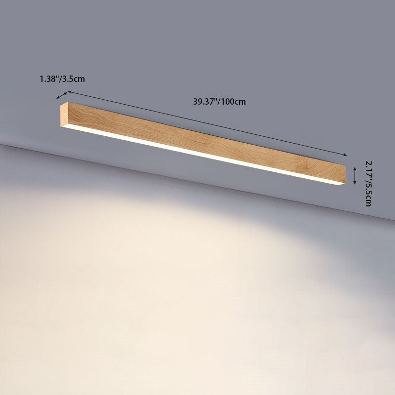 Gang Plafondlamp Hout Langwerpig 60cm 100cm 120cm Ingebouwde LED Lijnlamp Aluminium Hal
