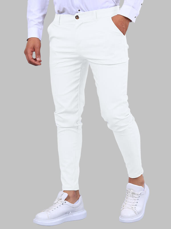 Donkerblauwe Chino Broek Mannen Slim Fit Modieus