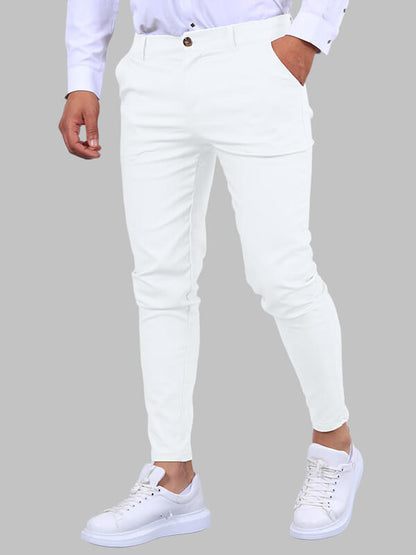 Donkerblauwe Chino Broek Mannen Slim Fit Modieus