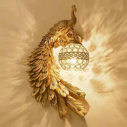 Pauw Wandlamp Kristal Resin Kleurrijk 45cm Woonkamer Slaapkamer Decoratieve Wandverlichting Dier Luxe Art Deco Hal