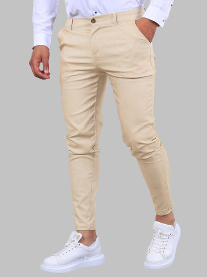 Donkerblauwe Chino Broek Mannen Slim Fit Modieus