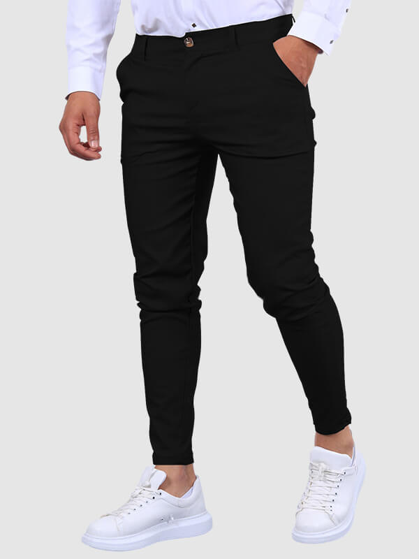 Donkerblauwe Chino Broek Mannen Slim Fit Modieus