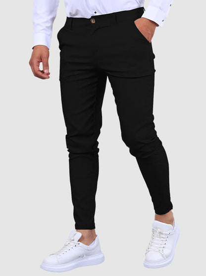 Donkerblauwe Chino Broek Mannen Slim Fit Modieus