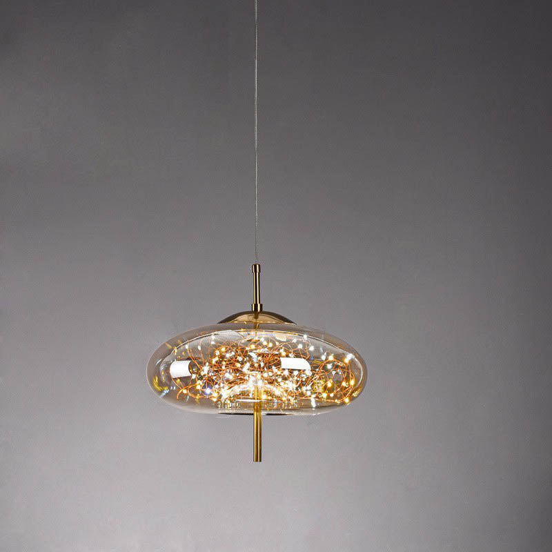 Glazen LED Hanglamp met Warm Scandinavisch Design – Amber of Grijs 24W