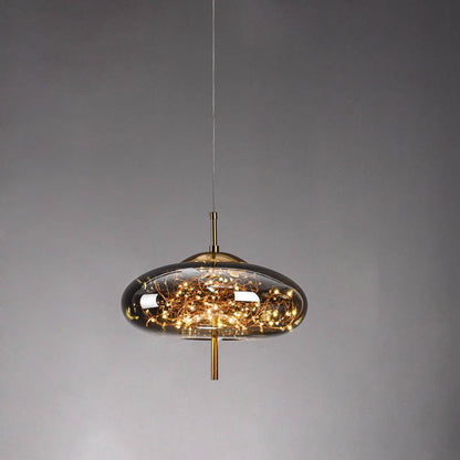 Glazen LED Hanglamp met Warm Scandinavisch Design – Amber of Grijs 24W