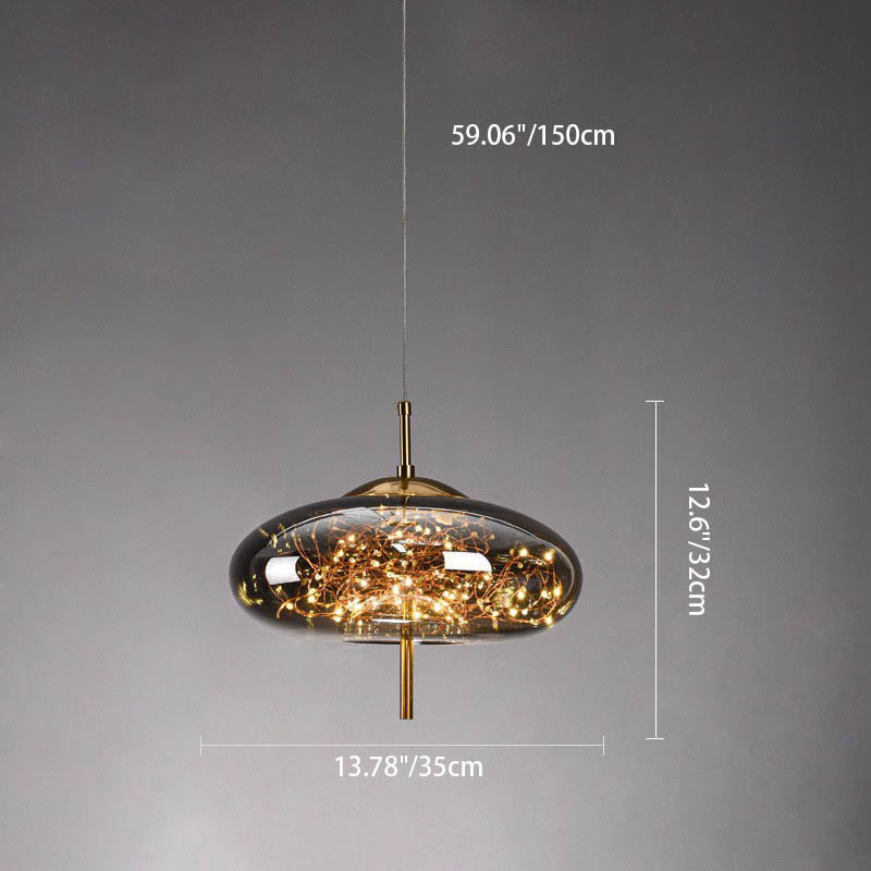 Glazen LED Hanglamp met Warm Scandinavisch Design – Amber of Grijs 24W
