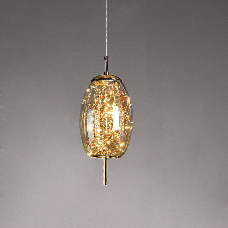 Glazen LED Hanglamp met Warm Scandinavisch Design – Amber of Grijs 24W