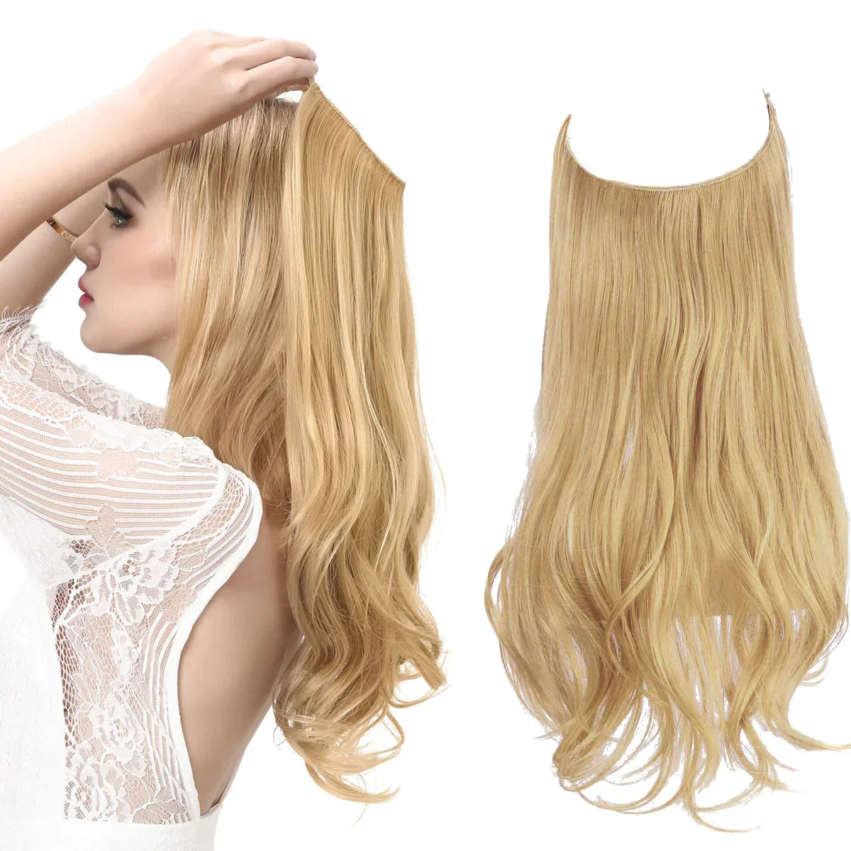 Echthaar Extensions met Natuurlijke Golvende Volume Blond 35-45cm