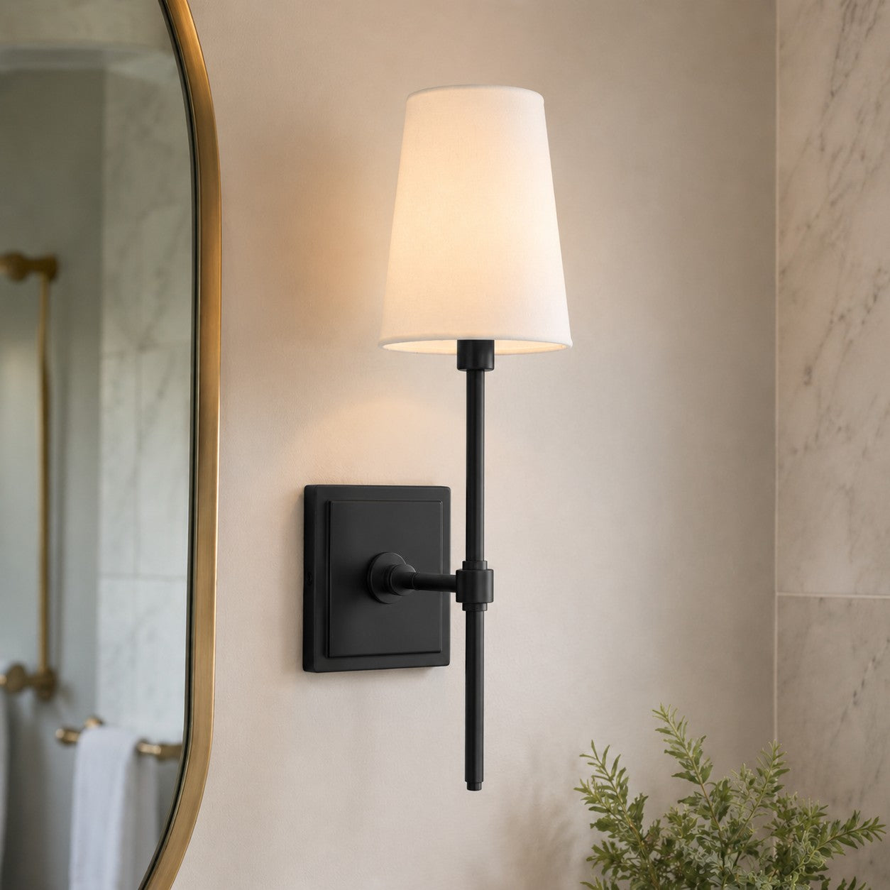 Wandlamp met linnen kap - retro metalen wandverlichting voor slaapkamer en gang