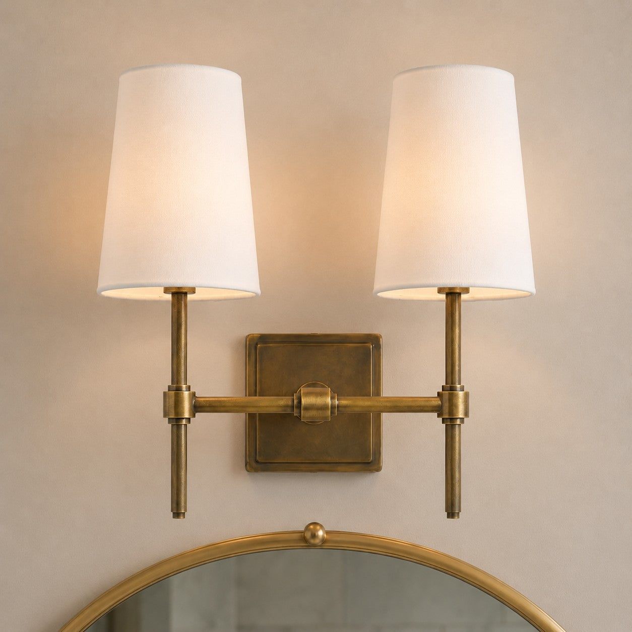 Wandlamp met linnen kap - retro metalen wandverlichting voor slaapkamer en gang