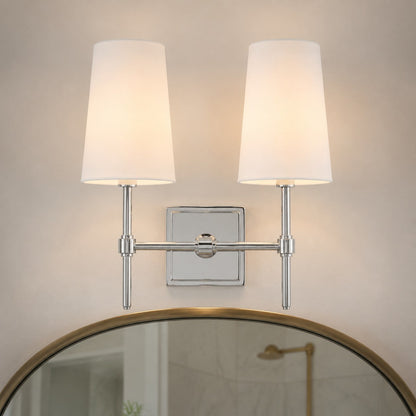Wandlamp met linnen kap - retro metalen wandverlichting voor slaapkamer en gang