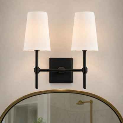Wandlamp met linnen kap - retro metalen wandverlichting voor slaapkamer en gang